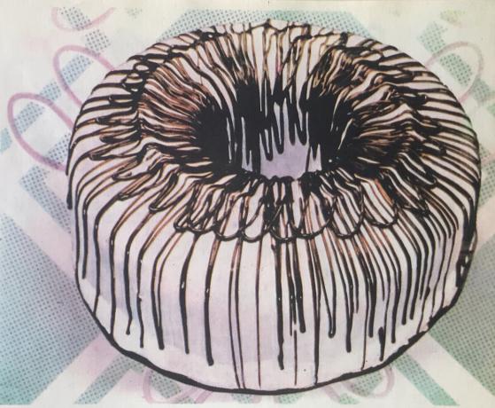Kakku "Ring". Valokuva kirjasta "Tuotanto leivonnaisia ​​ja kakkuja," 1976
